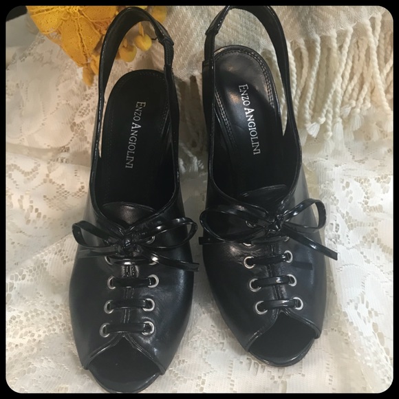 ENZO ANGIOLINI Black Leather & Patent Leather Heel - Picture 2 of 7